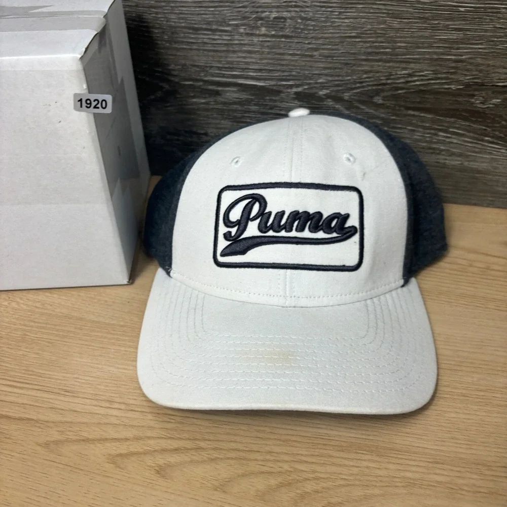Puma Hat Cap Strap Back White Gray Golf Athletic Dry Cell Adjustable‎ Mens